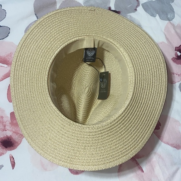 NWT Vince Camuto Straw Bucket Summer Beachy Hat With Fabric Pink Tie - Picture 4 of 6